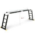 4.7m 15.5FT Aluminium Multipurpose Ladder Telescoping Folding Extension Platform Schwarz